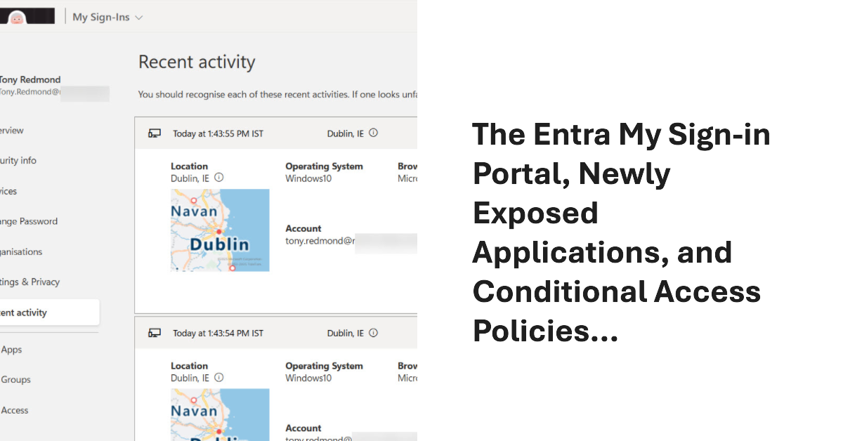 My Sign-Ins portal and CA policies