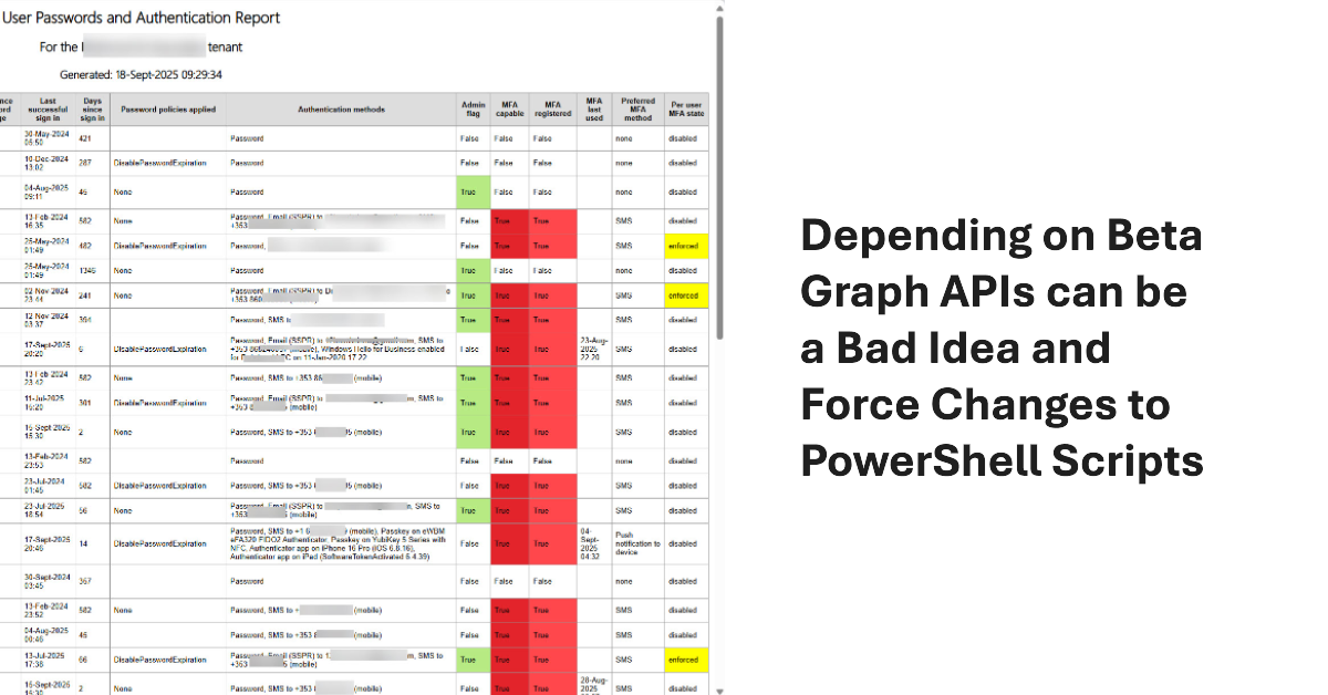 User and authentication report PowerShell script.